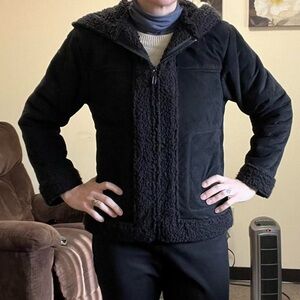 Cabela's Women's Black Sherpa Jacket With Hood Size Small